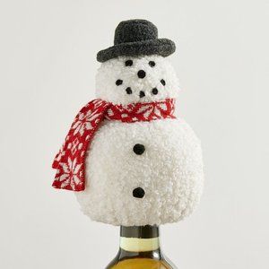 NEW! Potterybarn Snowman Wine Topper